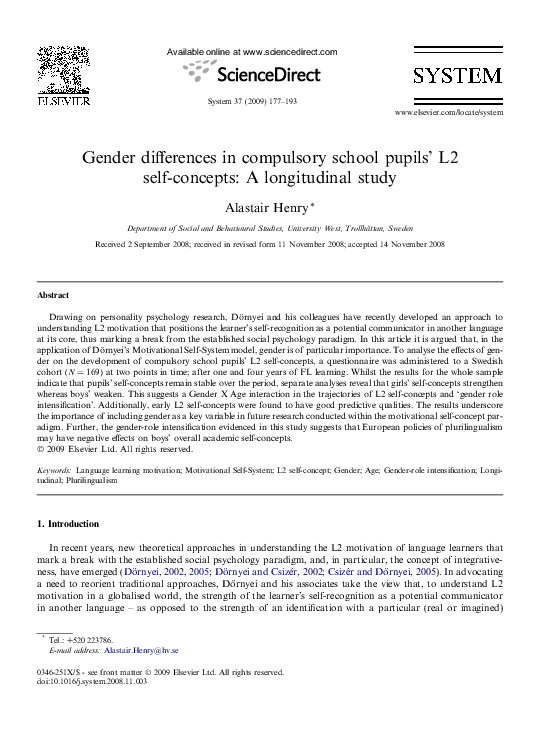 (PDF) Gender differences in compulsory school pupils’ L2 selfconcepts