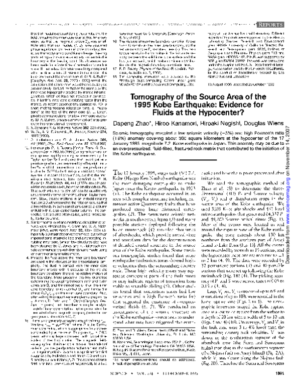 (PDF) Tomography of the Source Area of the 1995 Kobe Earthquake ...