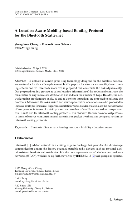 (PDF) A Location Aware Mobility based Routing Protocol for the ...