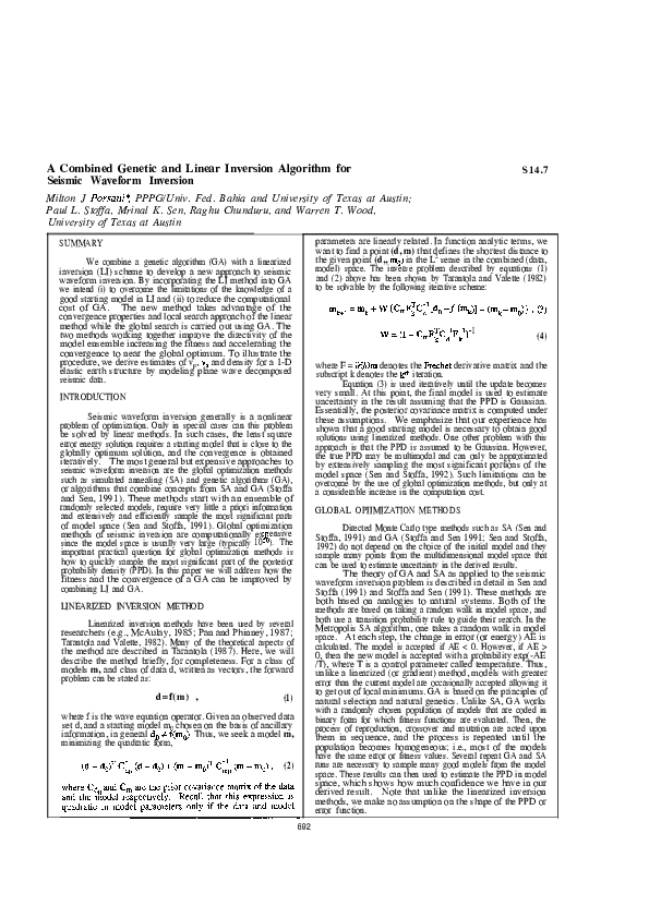 (PDF) A combined genetic and linear inversion algorithm for seismic ...