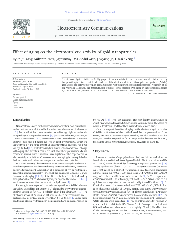 (PDF) Effect of aging on the electrocatalytic activity of gold ...