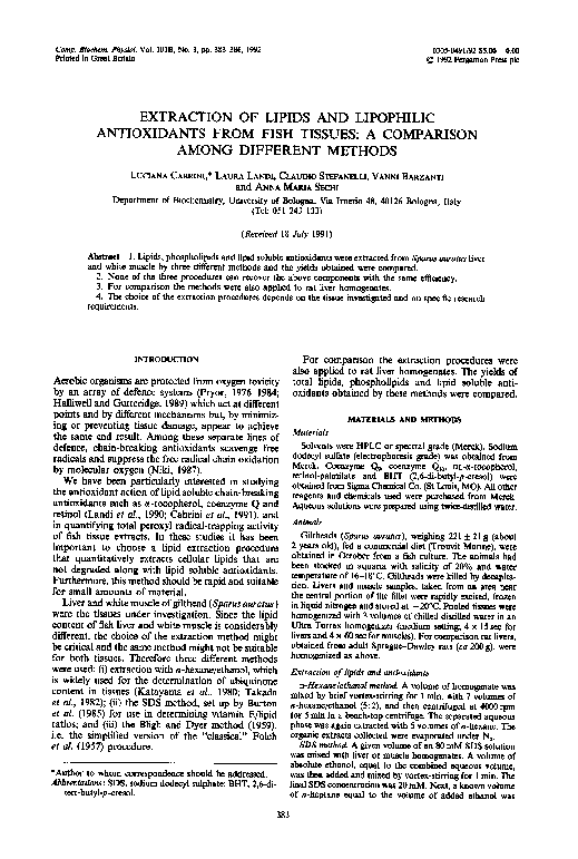 (PDF) Extraction of lipids and lipophilic antioxidants from fish