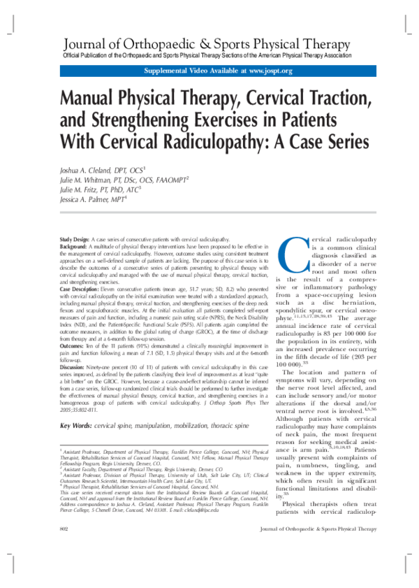 (PDF) Manual Physical Therapy, Cervical Traction, and Strengthening