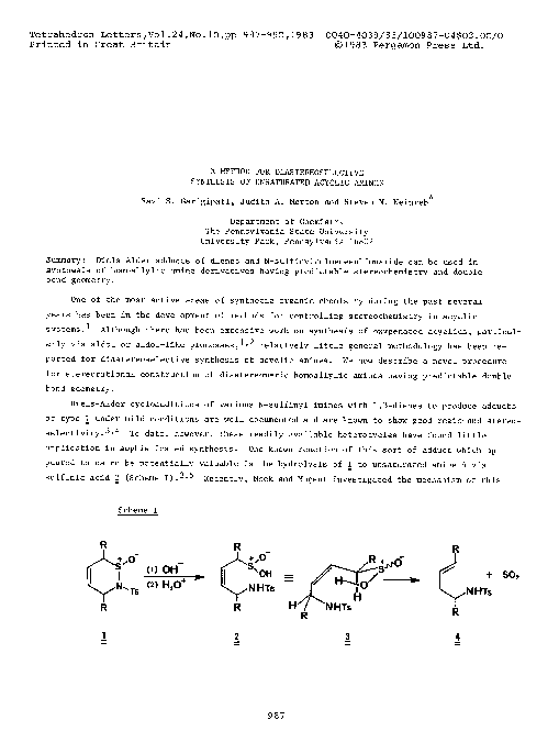 (PDF) A method for diastereoselective synthesis of unsaturated acyclic ...