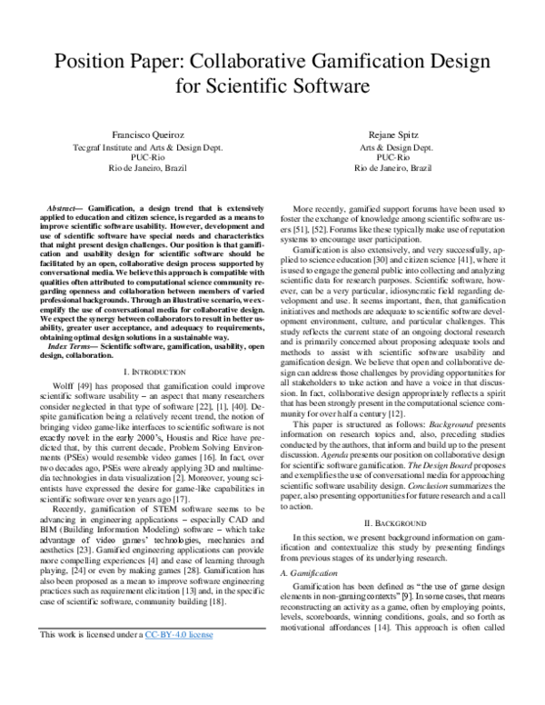 (PDF) Position Paper: Collaborative Gamification Design for Scientific ...