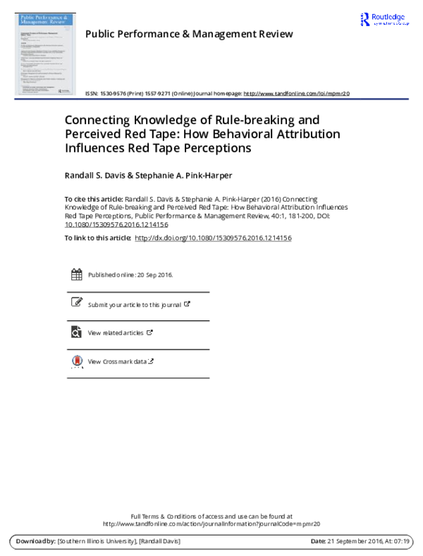 (PDF) Connecting Knowledge of Rulebreaking and Perceived Red Tape How