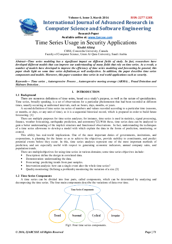 (PDF) Time Series Usage in Security Applications