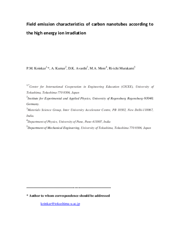 (PDF) The field emission characteristics of carbon nanotubes coated by ...