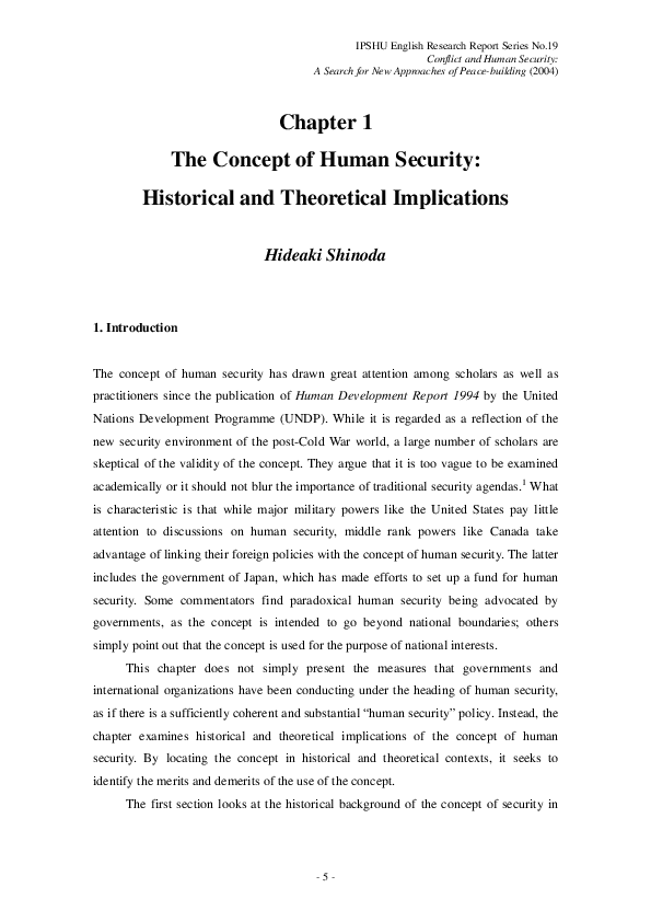 (PDF) The Concept of Human Security Historical and Theoretical