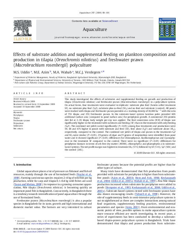 (PDF) Effects of substrate addition and supplemental feeding on ...