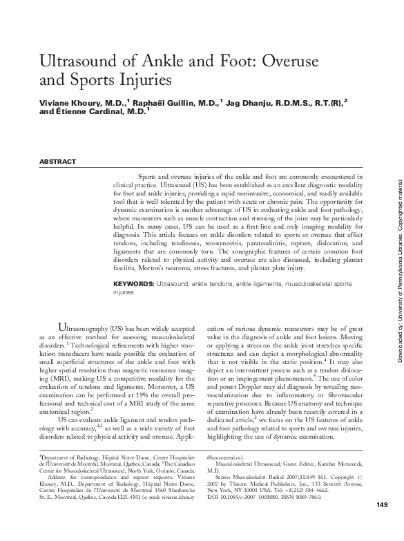 (PDF) Ultrasound of Ankle and Foot: Overuse and Sports Injuries