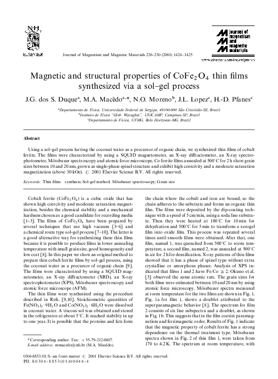 (PDF) Magnetic and structural properties of CoFe 2O 4 thin films ...