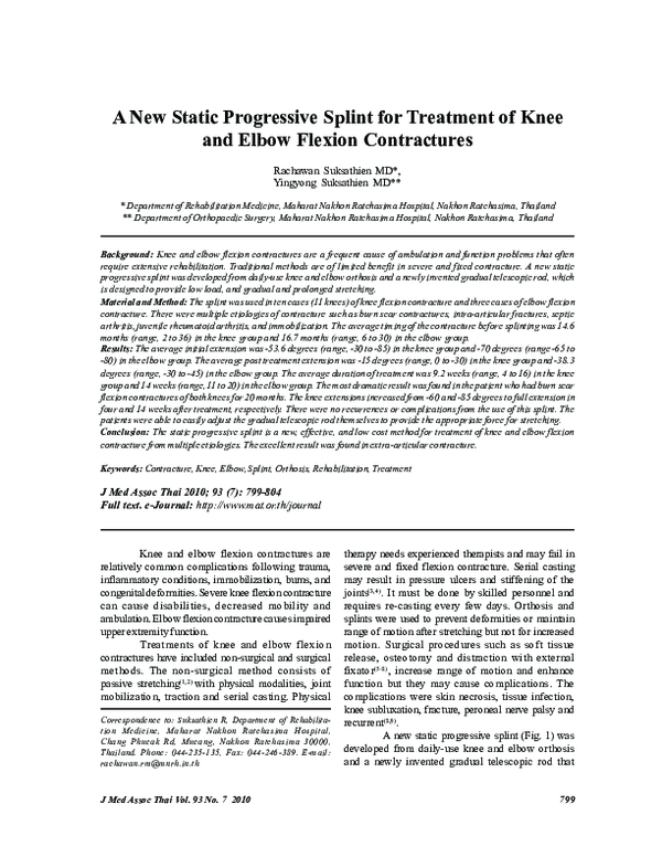  pdf a new static progressive splint for treatment of knee and elbow