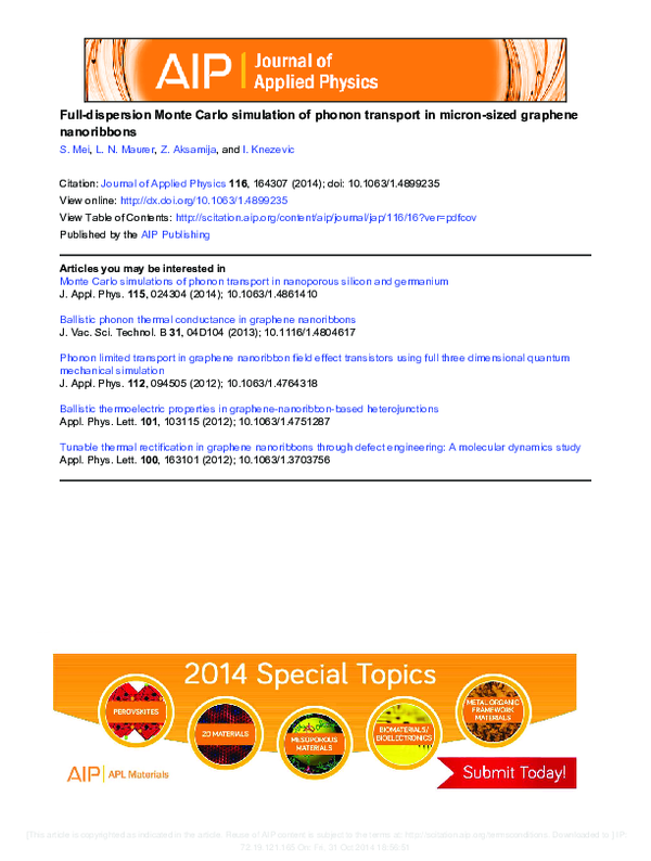 (PDF) Full-dispersion Monte Carlo simulation of phonon transport in ...