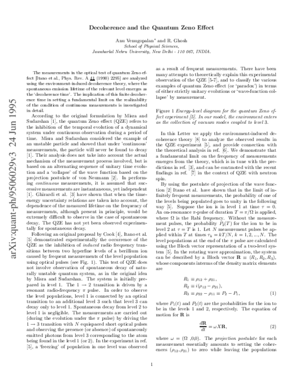 (PDF) Decoherence and the quantum Zeno effect