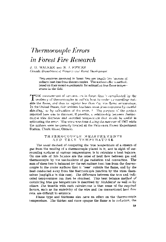 (PDF) Thermocouple errors in forest fire research Brian Stocks