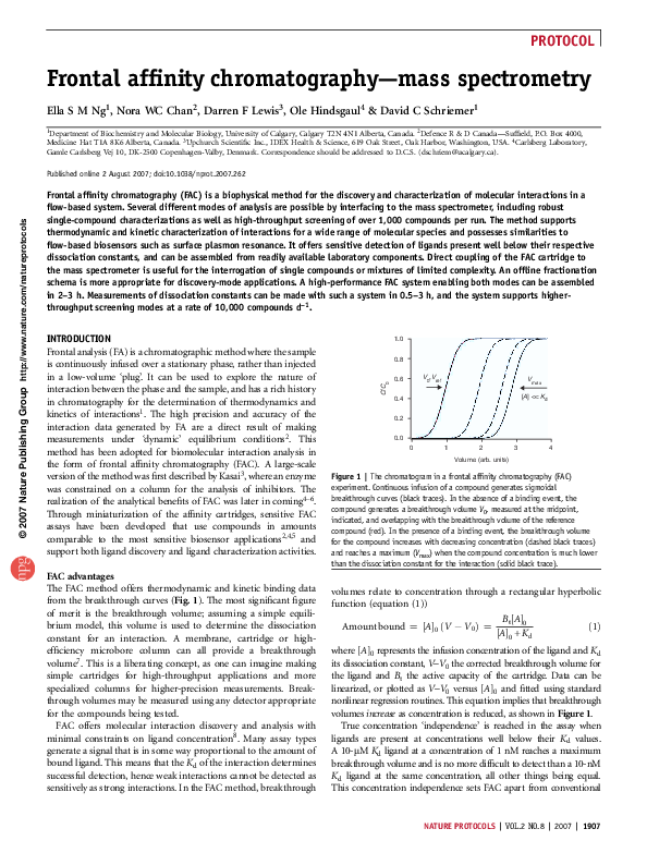 (PDF) Frontal Affinity Chromatography−Mass Spectrometry Useful for Characterization of New
