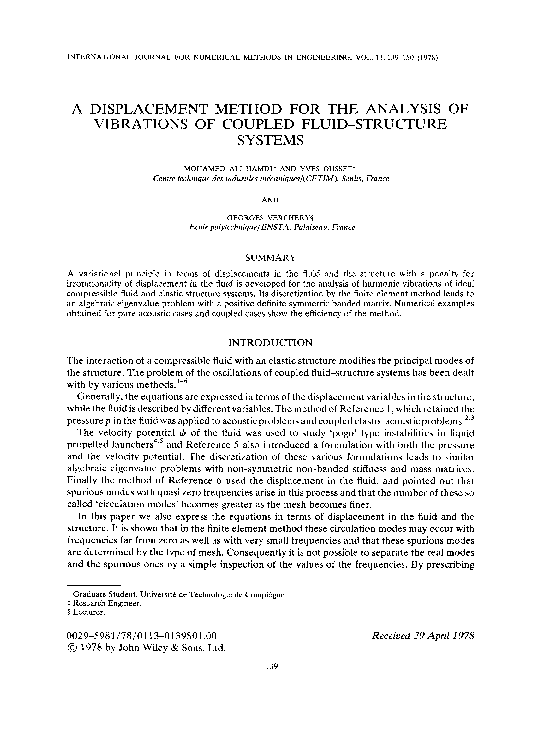 (PDF) A displacement method for the analysis of vibrations of coupled ...
