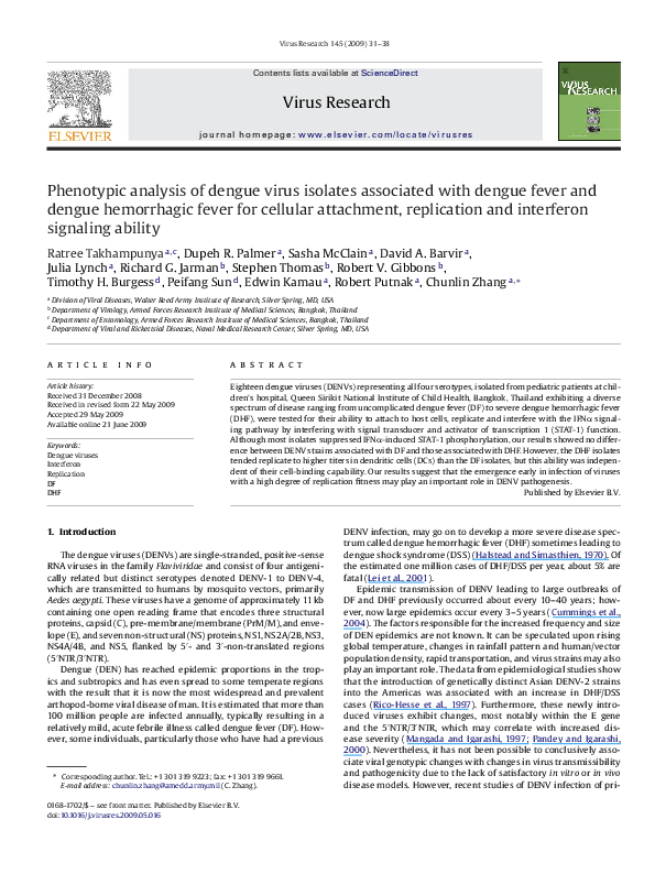 (PDF) Phenotypic analysis of dengue virus isolates associated with ...
