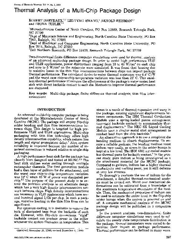 (PDF) Thermal analysis of a multi-chip package design