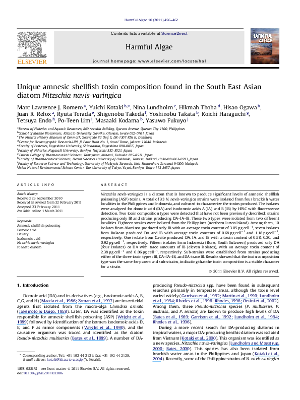 (PDF) Unique amnesic shellfish toxin composition found in the South ...