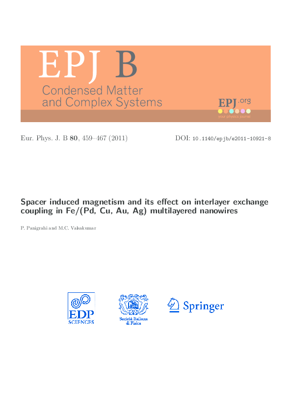(PDF) Spacer induced magnetism and its effect on interlayer exchange ...