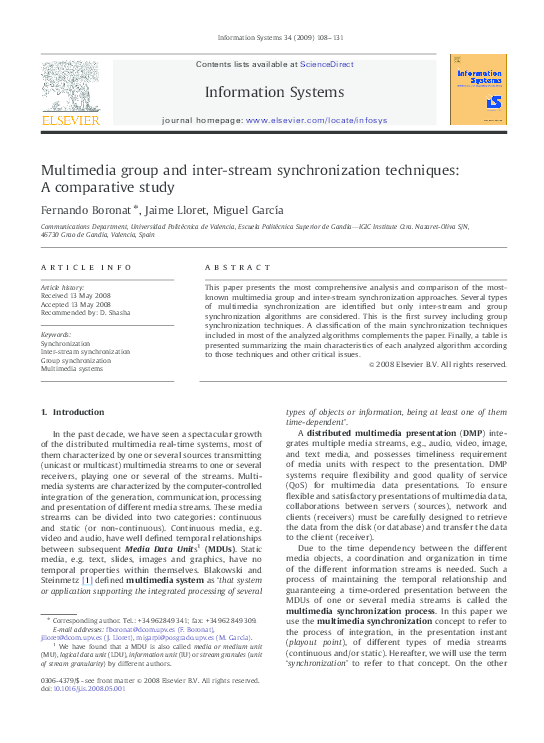 (PDF) Multimedia group and interstream synchronization techniques A