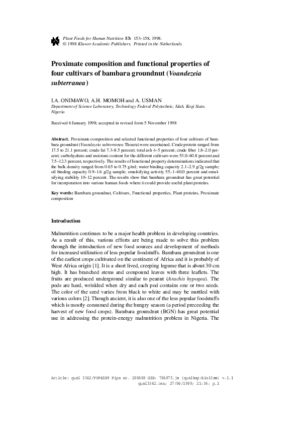 (PDF) PROXIMATE COMPOSITION AND THE FUNCTIONAL PROPERTIES OF DEFATTED ...