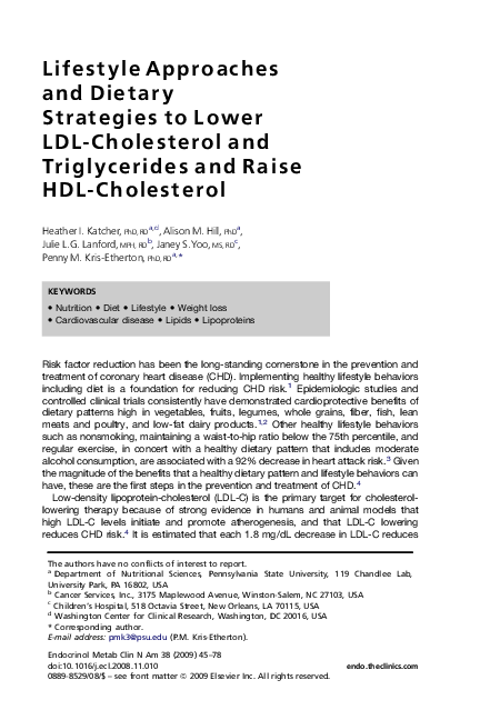 (PDF) Lifestyle Approaches and Dietary Strategies to Lower LDL ...