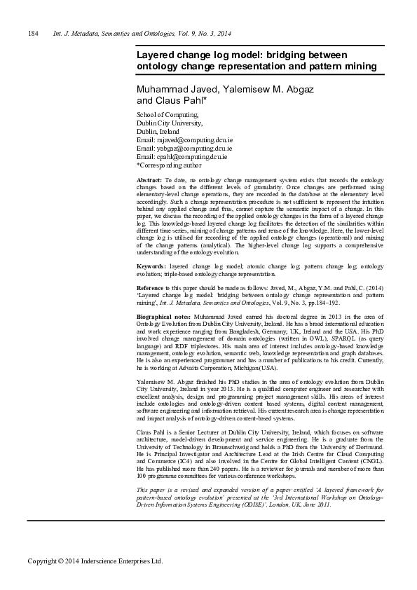 (PDF) A layered framework for patternbased ontology evolution
