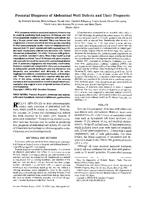 (PDF) Prenatal diagnosis of abdominal wall defects and their prognosis