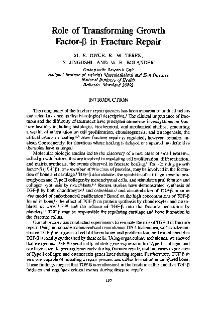 (PDF) Role of Transforming Growth Factor-? in Fracture Repair
