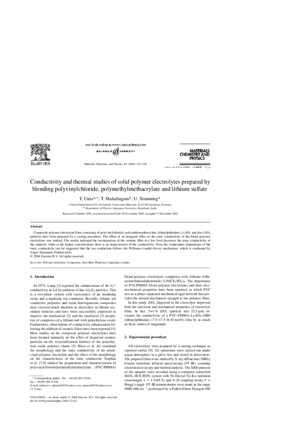 (PDF) Conductivity and thermal studies of solid polymer electrolytes ...