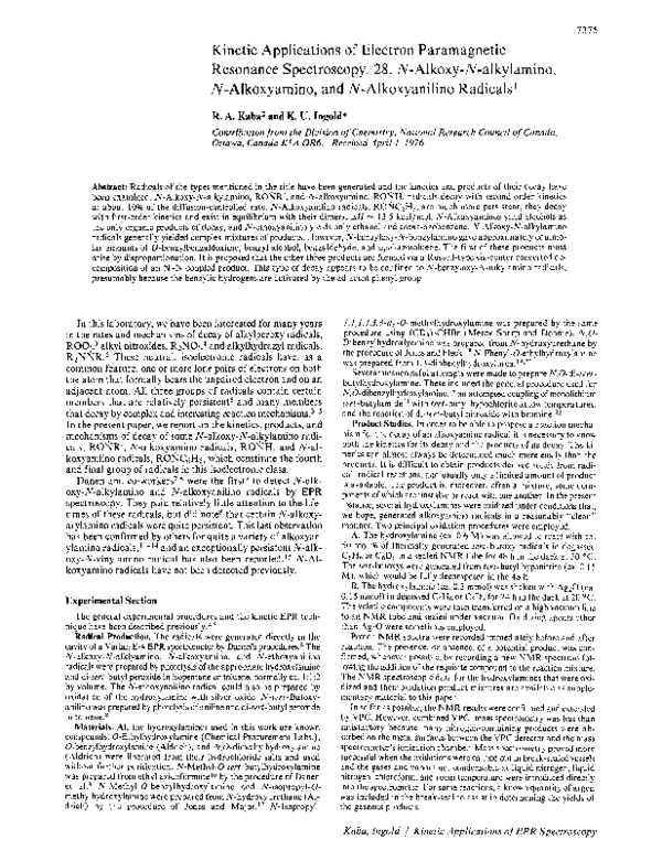 (PDF) Kinetic applications of electron paramagnetic resonance ...