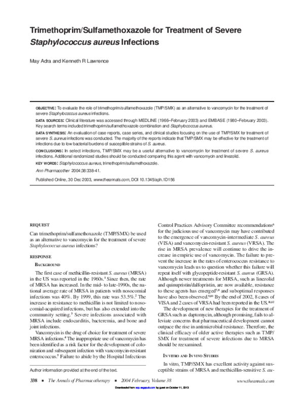 (PDF) Trimethoprim/Sulfamethoxazole for Treatment of Severe