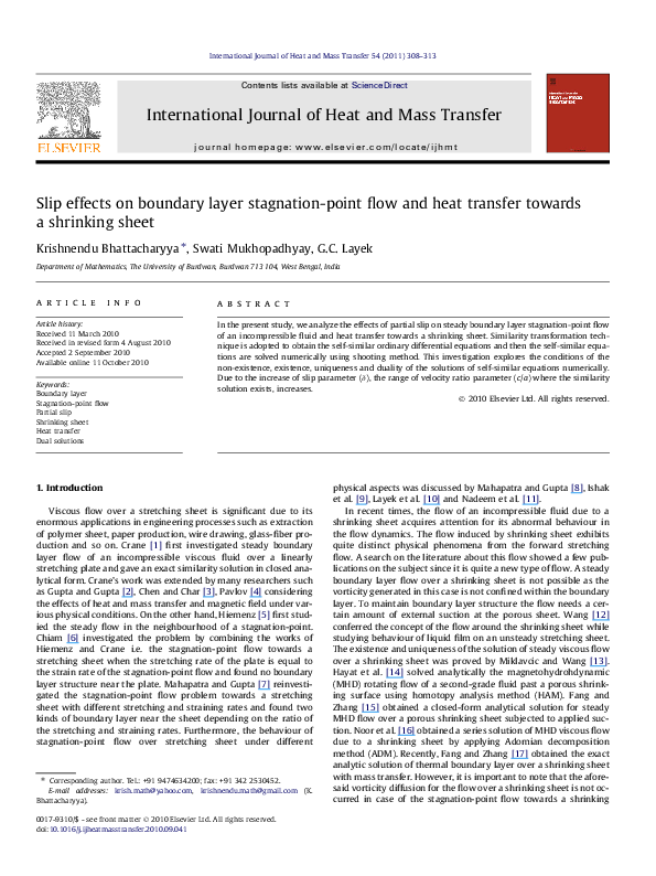(PDF) Slip effects on boundary layer stagnation-point flow and heat ...