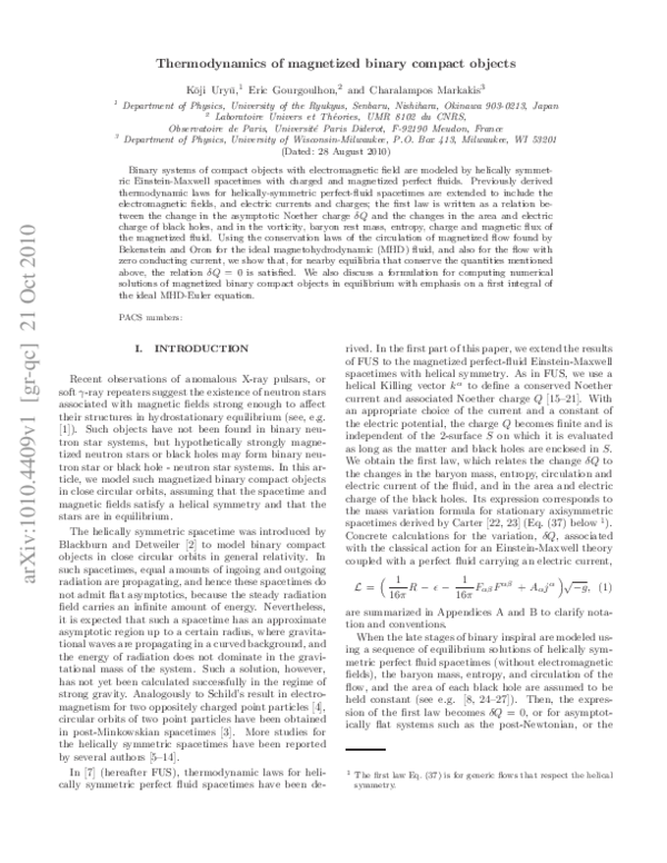 (PDF) Thermodynamics of magnetized binary compact objects