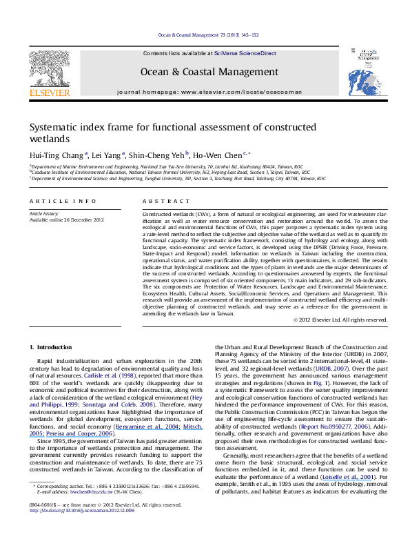 (PDF) Systematic index frame for functional assessment of constructed ...
