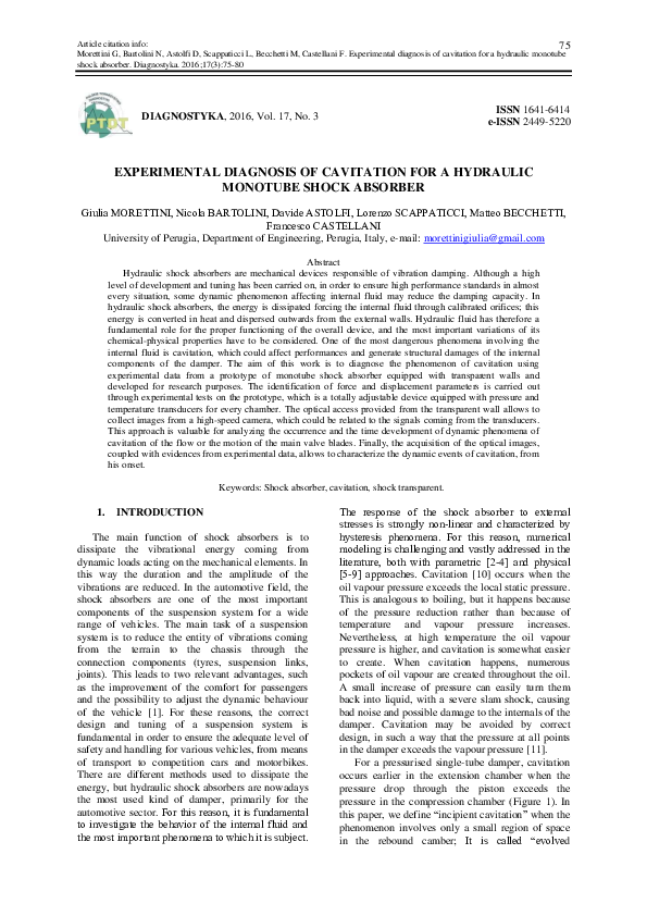 (PDF) EXPERIMENTAL DIAGNOSIS OF CAVITATION FOR A HYDRAULIC MONOTUBE
