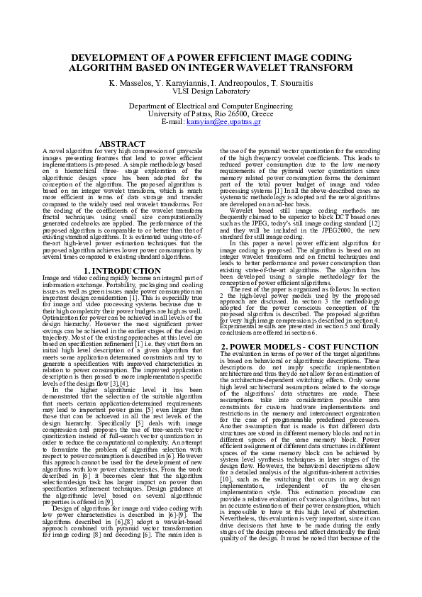 (PDF) Development of a power efficient image coding algorithm based on ...