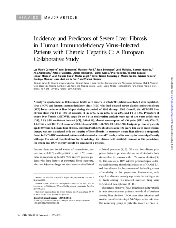 (PDF) Incidence and Predictors of Severe Liver Fibrosis in Human ...