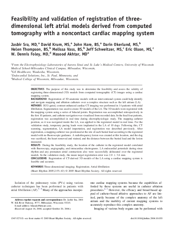 (PDF) Feasibility and validation of registration of three-dimensional ...