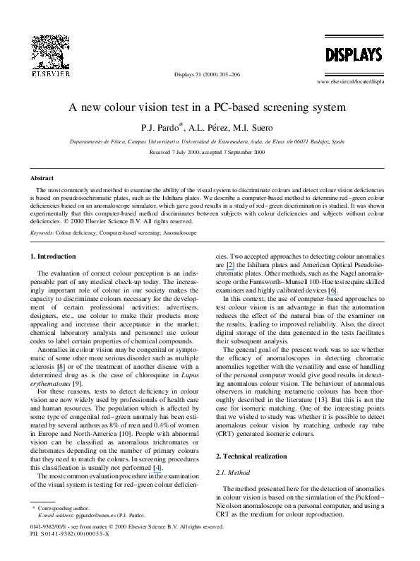 (PDF) A new colour vision test in a PC-based screening system