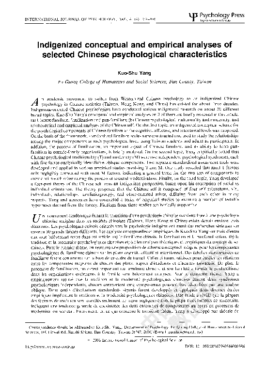 (PDF) Indigenized conceptual and empirical analyses of selected Chinese