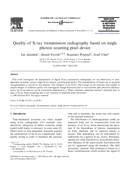 (PDF) Quality of X-ray transmission radiography based on single photon ...