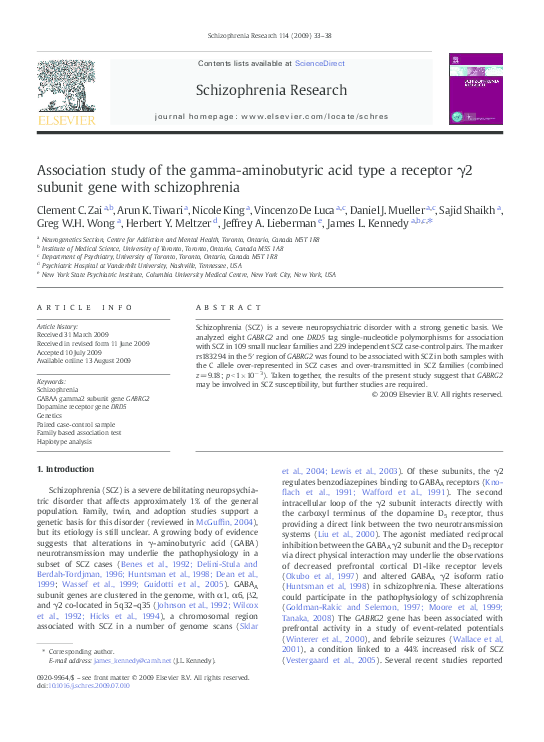 (PDF) Association study of the gamma-aminobutyric acid type a receptor ...