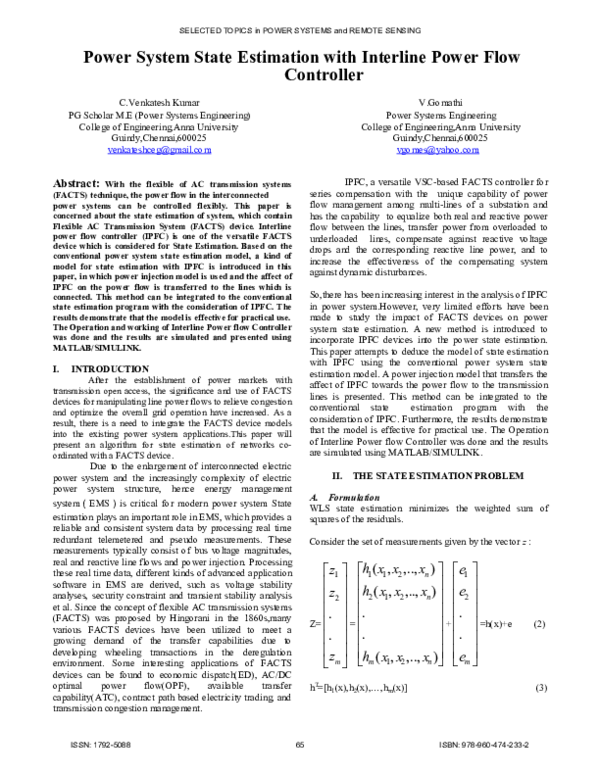 (PDF) Simulation and state estimation of power system with Interline