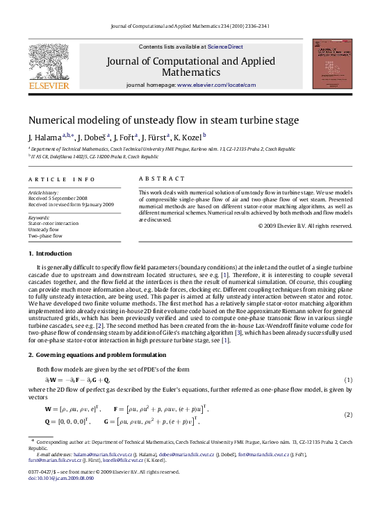 (PDF) Numerical modeling of unsteady flow in steam turbine stage