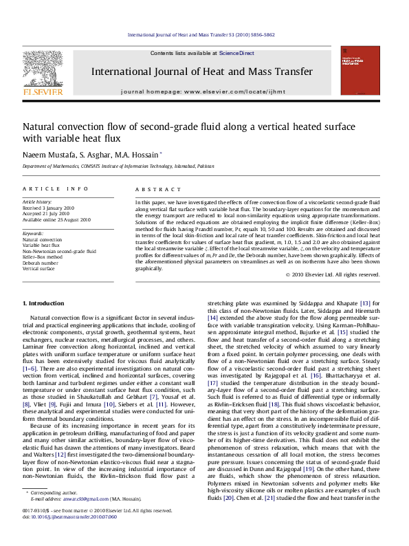 (PDF) NATURAL CONVECTION FLOW OF SECOND-GRADE FLUID ALONG A VERTICAL ...