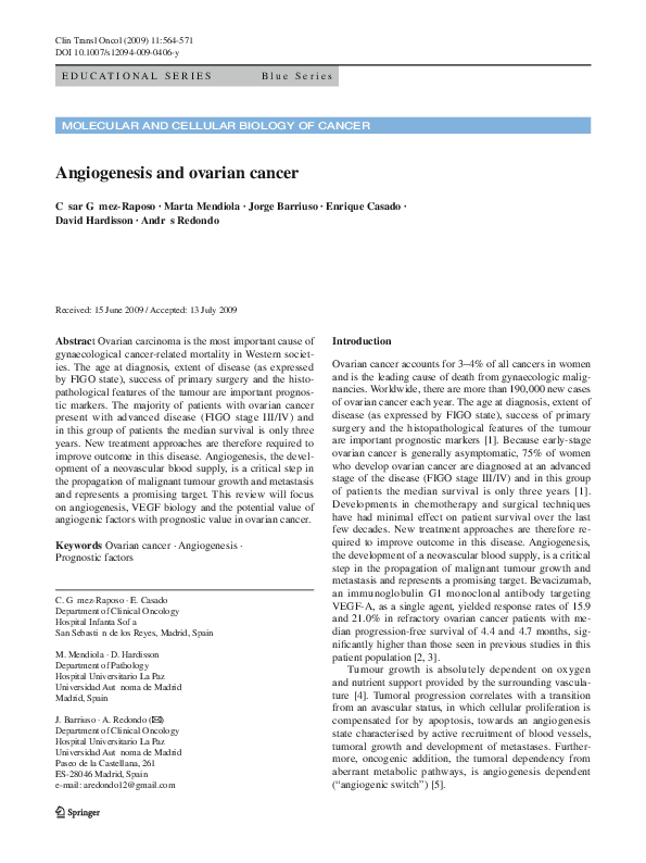 (PDF) Angiogenesis and ovarian cancer